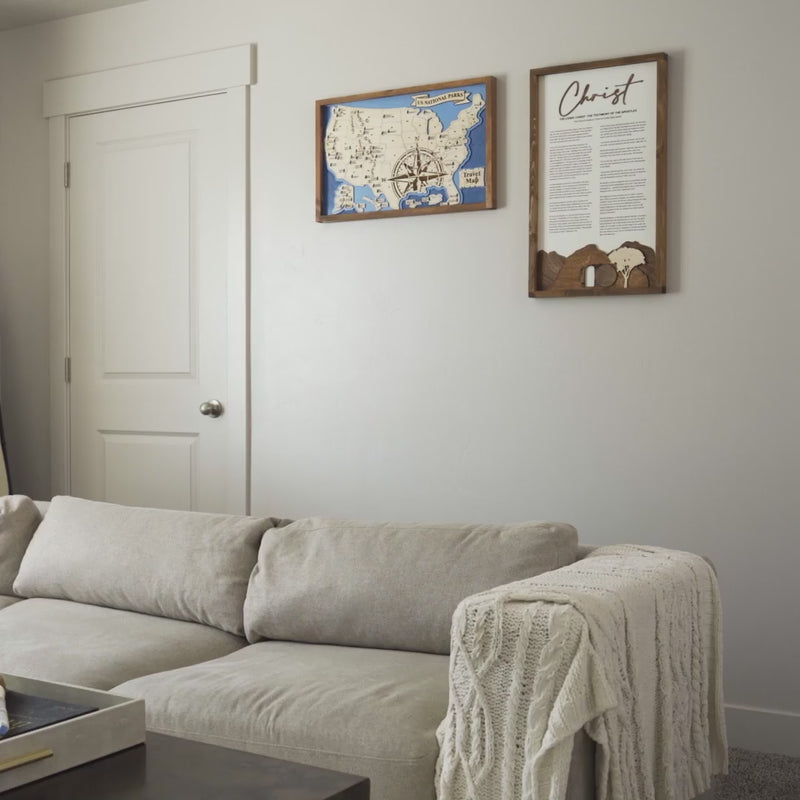 The Living Christ: A Testimony of the Apostles | Framed Proclamation Sign with Multi-layered Scenes