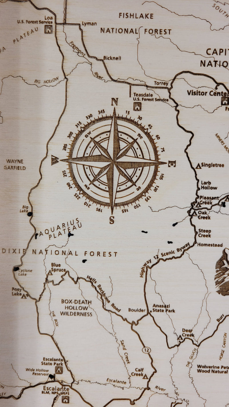 Lake Powell Laser Engraved Topo Map