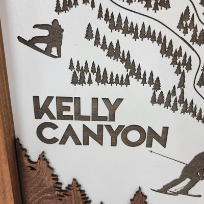 Kelly Canyon Ski Resort Laser Engraved Map