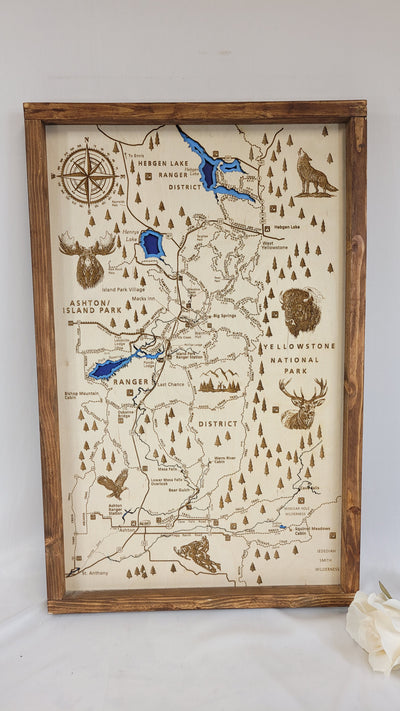 Ashton to Island Park Laser Engraved Topo Map