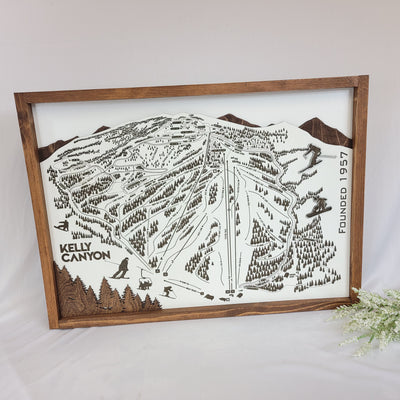 Kelly Canyon Ski Resort Laser Engraved Map