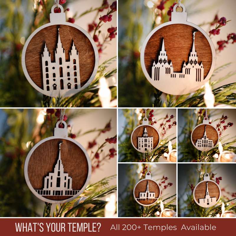 Wooden Temple Christmas Ornament | Choose Any Temple | 300+ Temples to Choose From