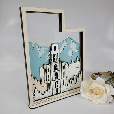 Manti, Utah Temple LDS Customized Temple State Sign, Laser cut and fully assembled
