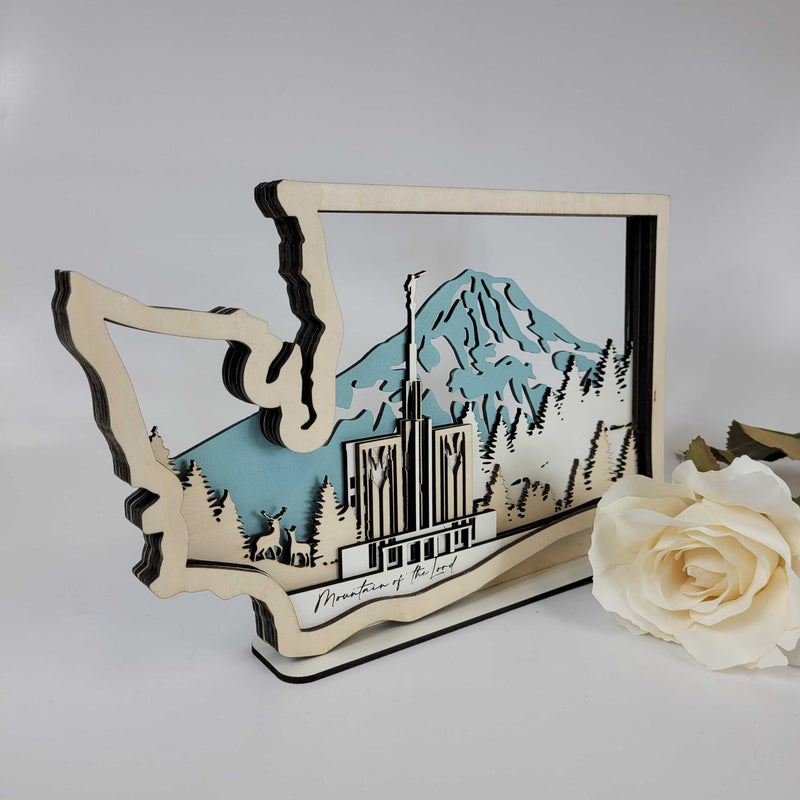 Seattle, Washington Temple LDS Customized Temple State Sign, Laser cut and fully assembled