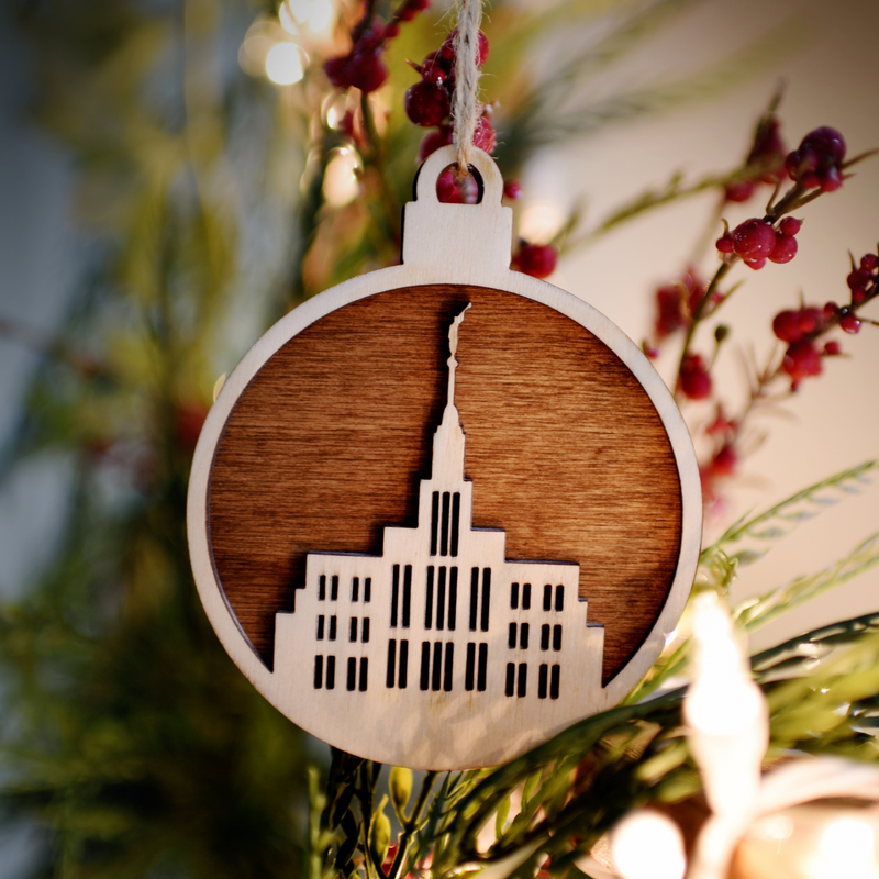 Wooden Temple Christmas Ornament | Choose Any Temple | 300+ Temples to Choose From